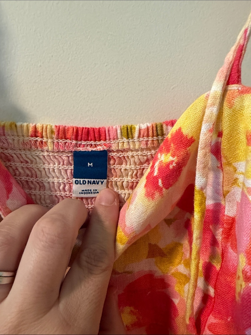 ☀️ Old Navy Floral Tie-Strap Cami in Pink, Yellow & White - Picture 3 of 5